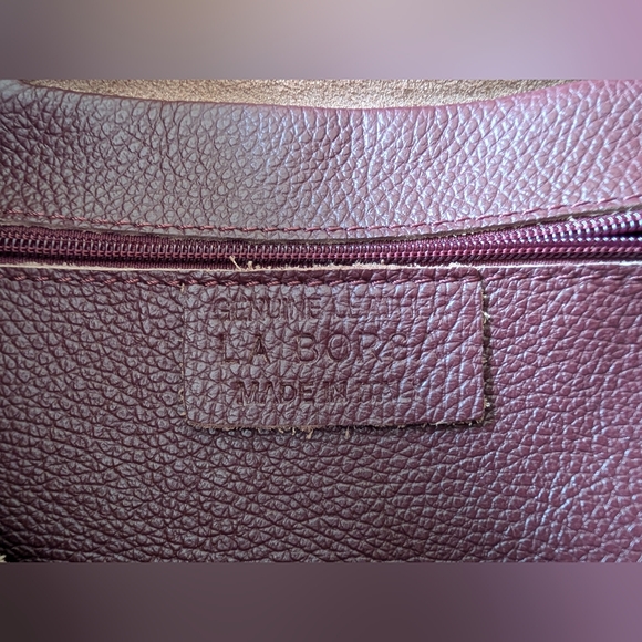 NEW La Borsa Italian Leather Tote Bag, Burgundy Color - Picture 8 of 13